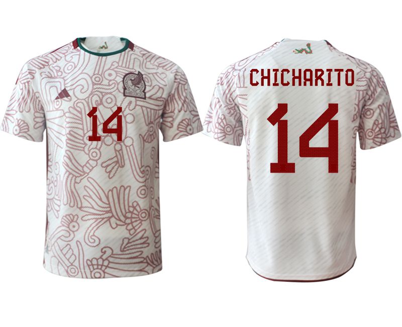 Men 2022 World Cup National Team Mexico away aaa version white #14 Soccer Jerseys->mexico jersey->Soccer Country Jersey
